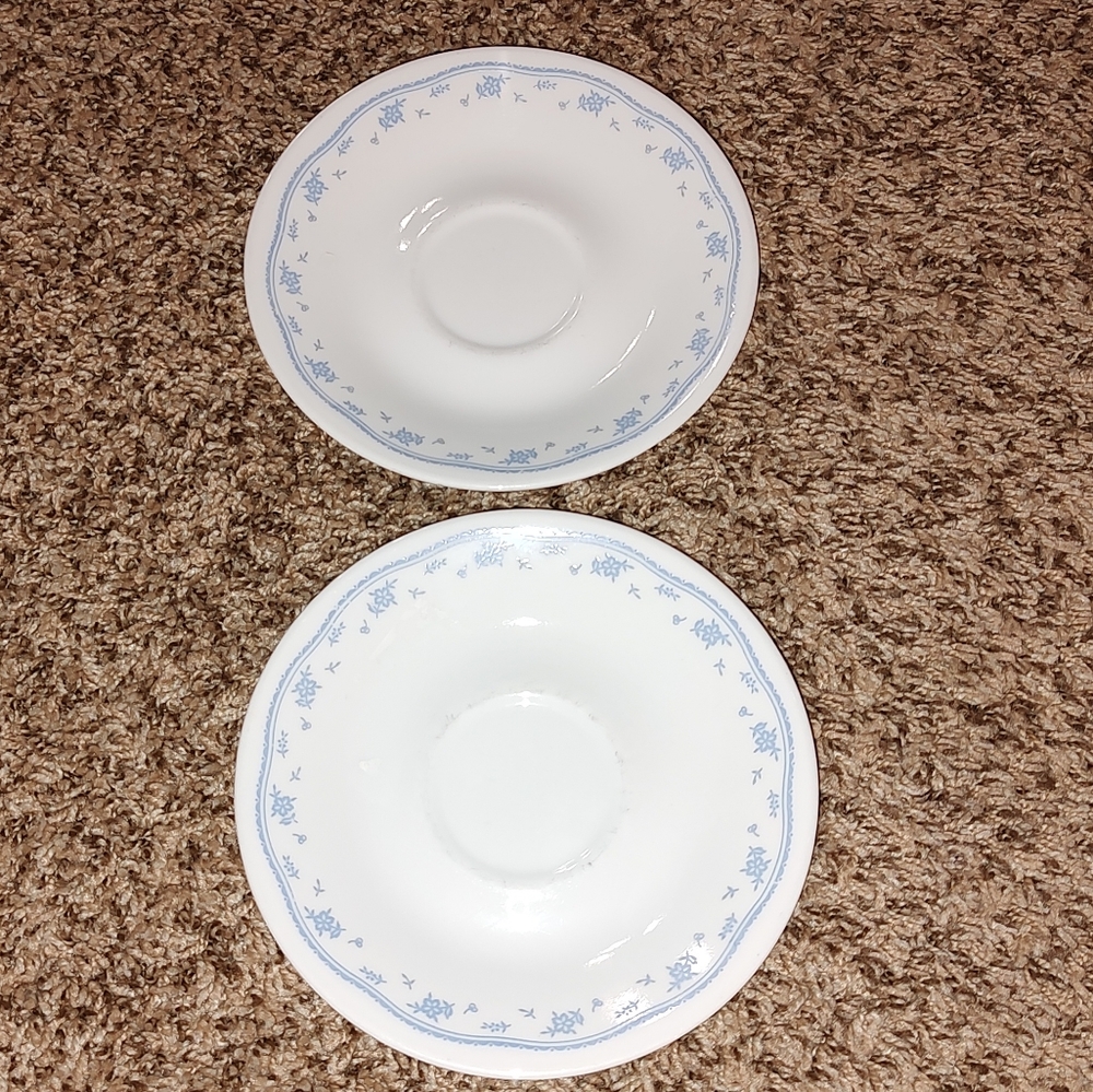 Set of 2 morning blue pattern Corelle saucers